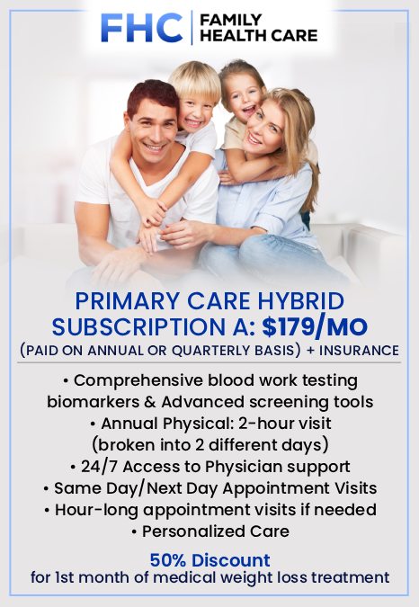 Primary Care Hybrid Subscription A: $179/mo at Family Health Care in Shoreline, WA